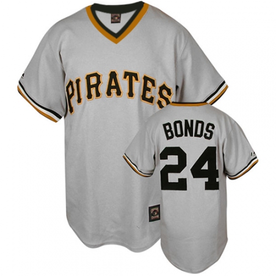 Men's Mitchell and Ness Pittsburgh Pirates 24 Barry Bonds Authentic Grey Throwback MLB Jersey