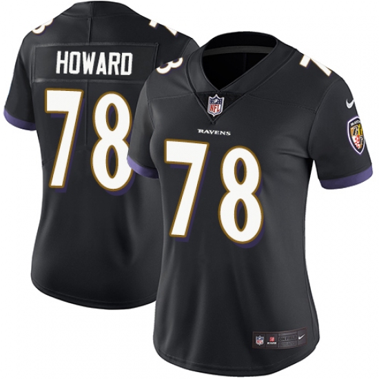 Women's Nike Baltimore Ravens 78 Austin Howard Black Alternate Vapor Untouchable Limited Player NFL Jersey