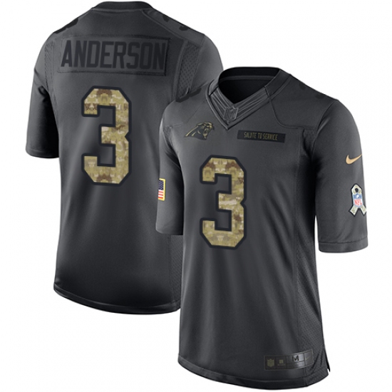 Men's Nike Carolina Panthers 3 Derek Anderson Limited Black 2016 Salute to Service NFL Jersey