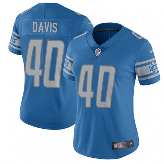 Women's Nike Detroit Lions 40 Jarrad Davis Limited Light Blue Team Color Vapor Untouchable NFL Jersey