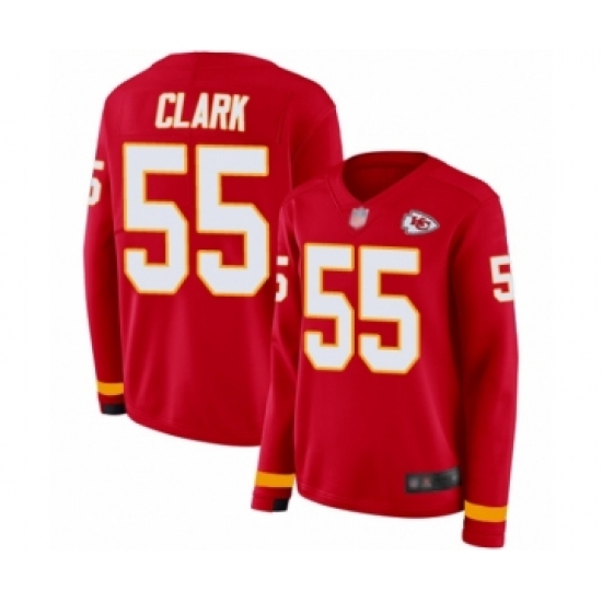 Women's Kansas City Chiefs 55 Frank Clark Limited Red Therma Long Sleeve Football Jersey