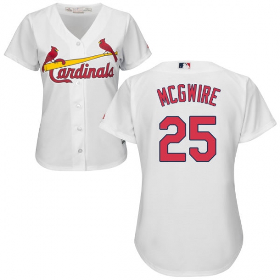 Women's Majestic St. Louis Cardinals 25 Mark McGwire Replica White Home Cool Base MLB Jersey