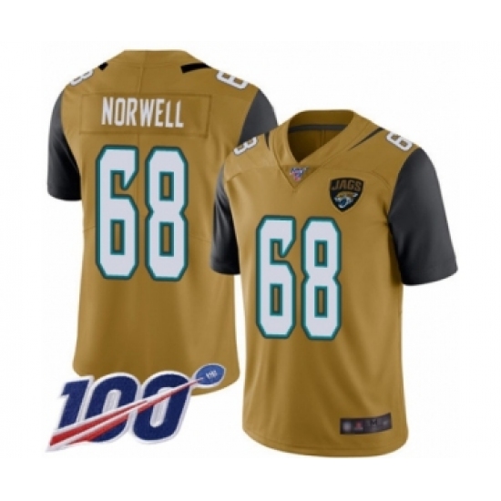 Men's Jacksonville Jaguars 68 Andrew Norwell Limited Gold Rush Vapor Untouchable 100th Season Football Jersey