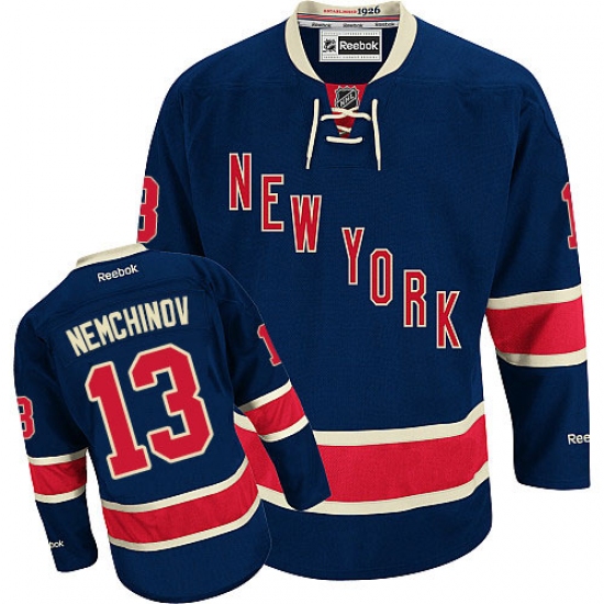 Men's Reebok New York Rangers 13 Sergei Nemchinov Authentic Navy Blue Third NHL Jersey