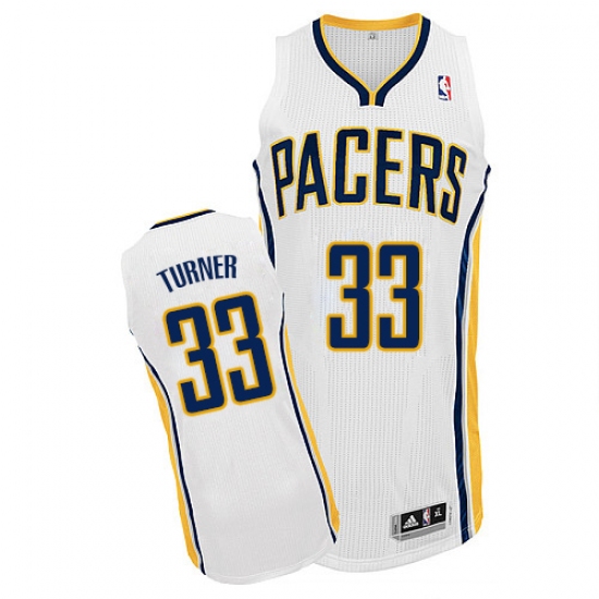 Men's Adidas Indiana Pacers 33 Myles Turner Authentic White Home NBA Jersey