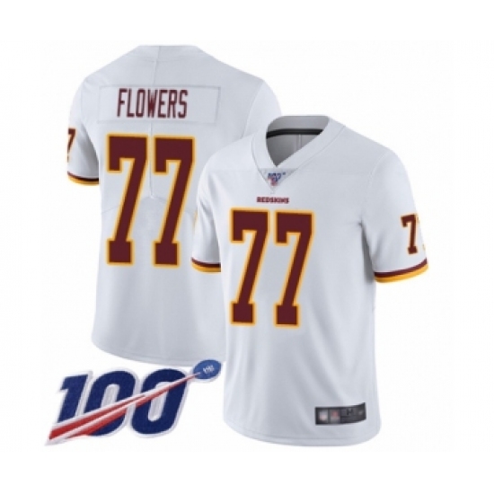 Men's Washington Redskins 77 Ereck Flowers White Vapor Untouchable Limited Player 100th Season Football Jersey