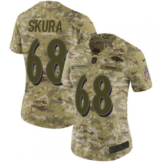 Women's Nike Baltimore Ravens 68 Matt Skura Limited Camo 2018 Salute to Service NFL Jersey