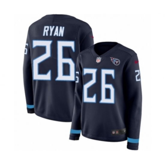 Women's Nike Tennessee Titans 26 Logan Ryan Limited Navy Blue Therma Long Sleeve NFL Jersey