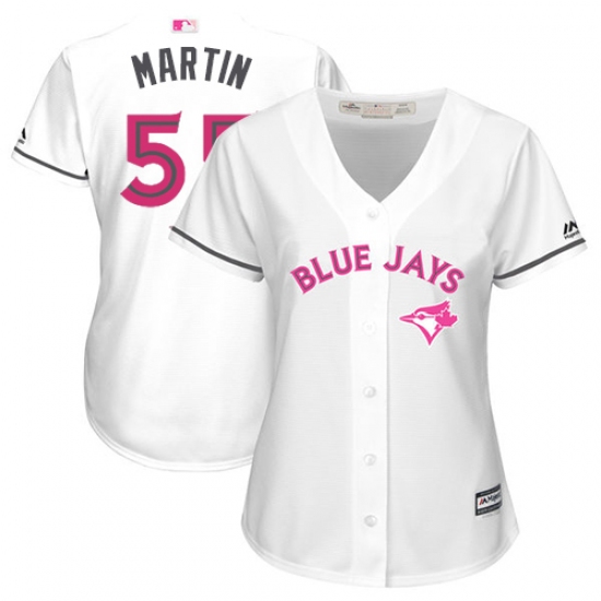 Women's Majestic Toronto Blue Jays 55 Russell Martin Replica White Mother's Day Cool Base MLB Jersey
