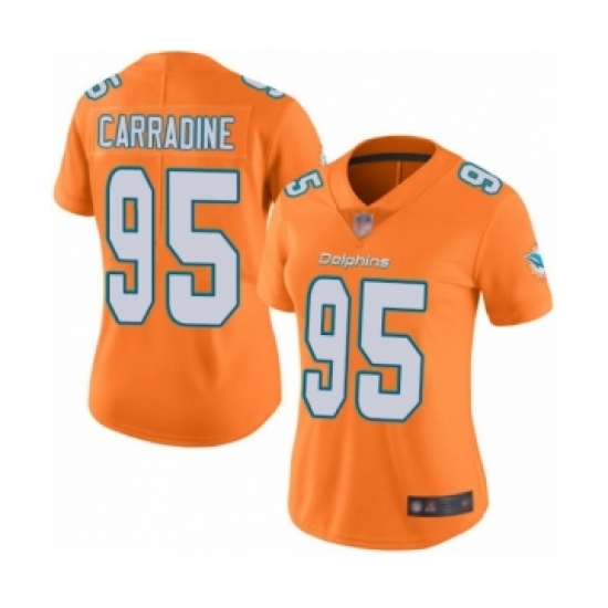 Women's Miami Dolphins 95 Tank Carradine Limited Orange Rush Vapor Untouchable Football Jersey