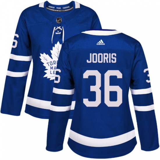 Women's Adidas Toronto Maple Leafs 36 Josh Jooris Authentic Royal Blue Home NHL Jersey