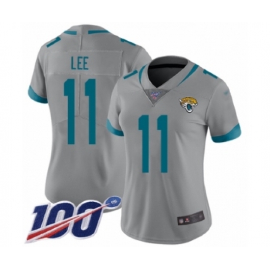 Women's Jacksonville Jaguars 11 Marqise Lee Silver Inverted Legend Limited 100th Season Football Jersey