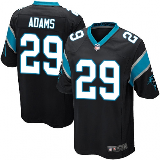 Men's Nike Carolina Panthers 29 Mike Adams Game Black Team Color NFL Jersey