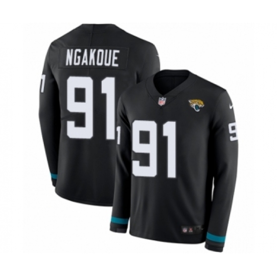 Men's Nike Jacksonville Jaguars 91 Yannick Ngakoue Limited Black Therma Long Sleeve NFL Jersey