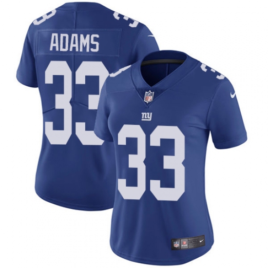 Women's Nike New York Giants 33 Andrew Adams Royal Blue Team Color Vapor Untouchable Limited Player NFL Jersey