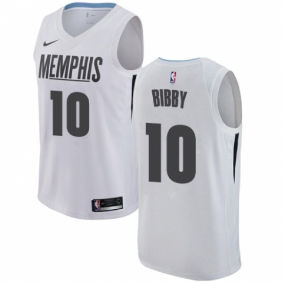 Men's Nike Memphis Grizzlies 10 Mike Bibby Swingman White NBA Jersey - City Edition