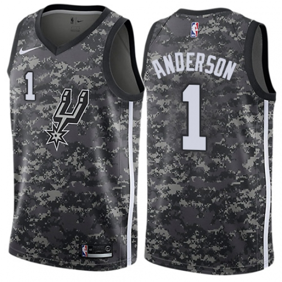 Men's Nike San Antonio Spurs 1 Kyle Anderson Authentic Camo NBA Jersey - City Edition