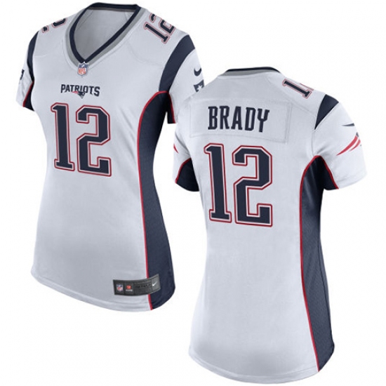 Women's Nike New England Patriots 12 Tom Brady Game White NFL Jersey