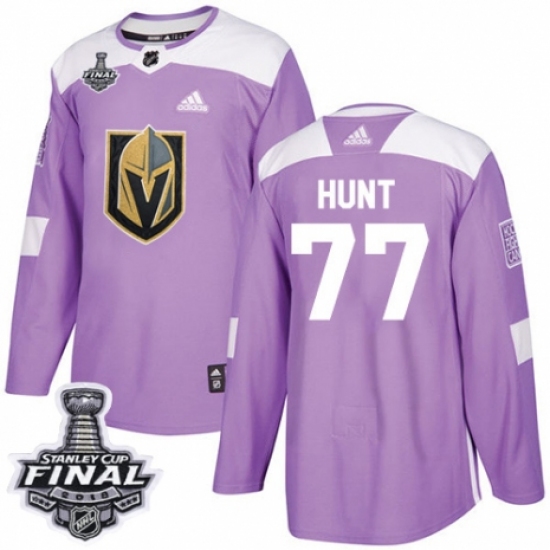 Men's Adidas Vegas Golden Knights 77 Brad Hunt Authentic Purple Fights Cancer Practice 2018 Stanley Cup Final NHL Jersey