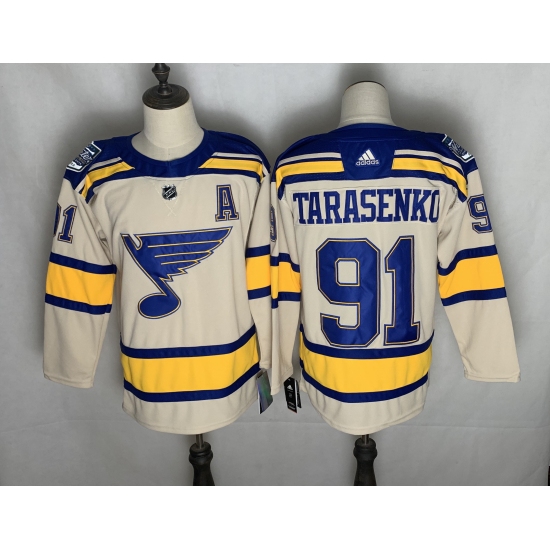 Men's St. Louis Blues 91 Vladimir Tarasenko adidas Cream 2022 Winter Classic Authentic Player Jersey