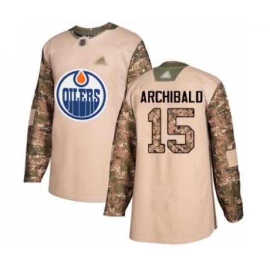 Youth Edmonton Oilers 15 Josh Archibald Authentic Camo Veterans Day Practice Hockey Jersey