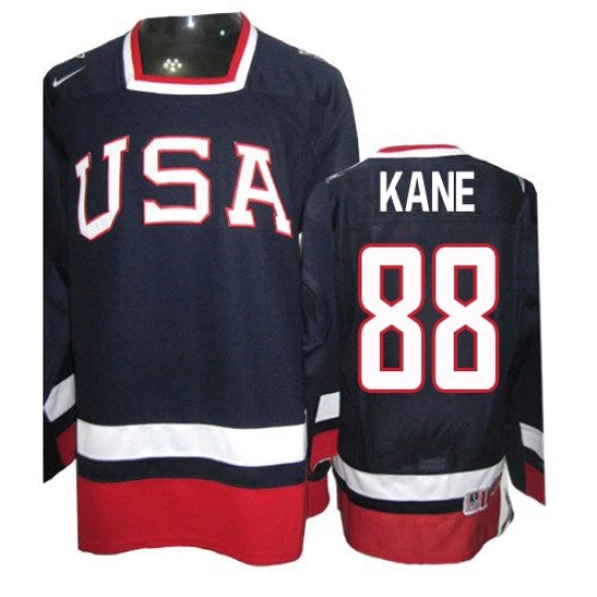 Men's Nike Team USA 88 Patrick Kane Authentic Navy Blue 2010 Olympic Hockey Jersey