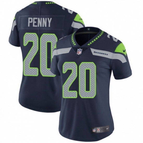 Women's Nike Seattle Seahawks 20 Rashaad Penny Navy Blue Team Color Vapor Untouchable Limited Player NFL Jersey