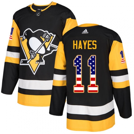 Men's Adidas Pittsburgh Penguins 11 Jimmy Hayes Authentic Black USA Flag Fashion NHL Jersey