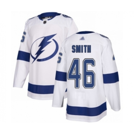 Men's Tampa Bay Lightning 46 Gemel Smith Authentic White Away Hockey Jersey