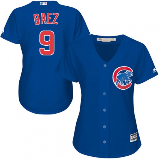 Women's Majestic Chicago Cubs 9 Javier Baez Authentic Royal Blue Alternate MLB Jersey