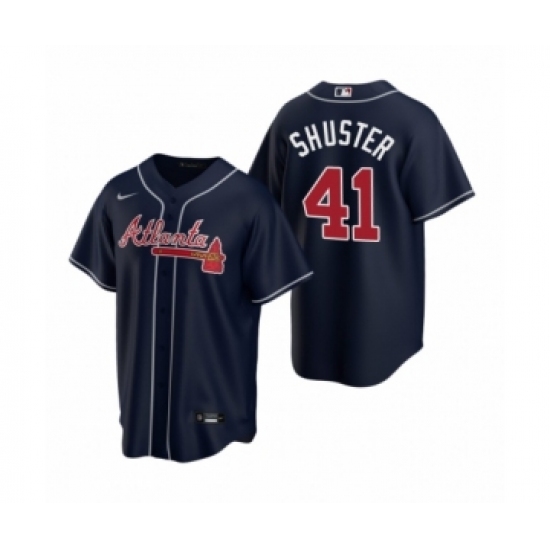 Youth Atlanta Braves 41 Jared Shuster Navy 2020 MLB Draft Replica Alternate Jersey