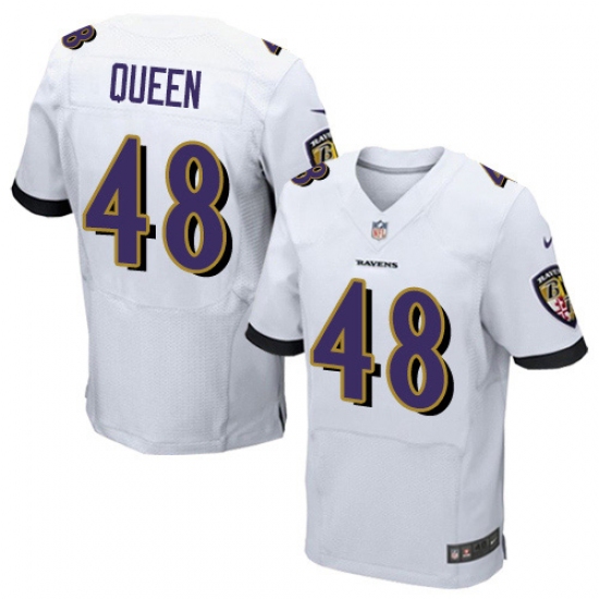 Men's Baltimore Ravens 48 Patrick Queen White Stitched NFL New Elite Jersey