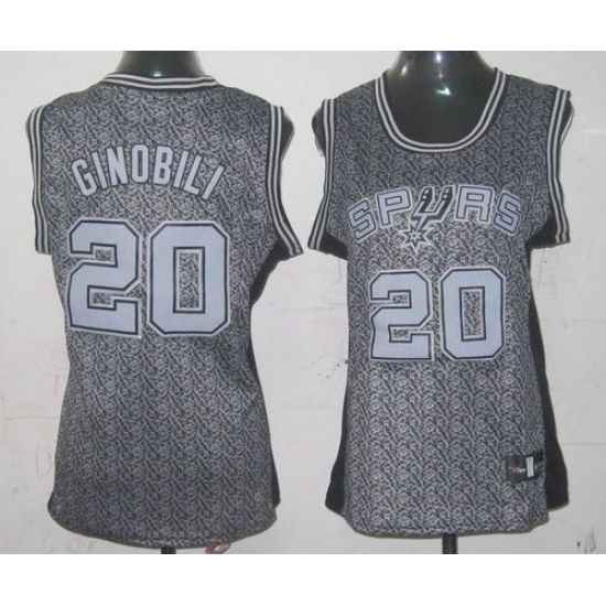 Women's Adidas San Antonio Spurs 20 Manu Ginobili Authentic Grey Static Fashion NBA Jersey