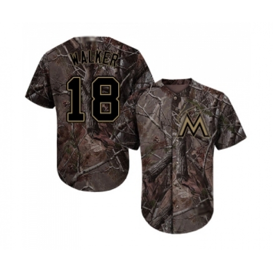 Men's Miami Marlins 18 Neil Walker Authentic Camo Realtree Collection Flex Base Baseball Jersey