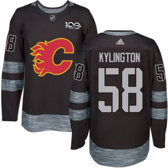 Men's Adidas Calgary Flames 58 Oliver Kylington Authentic Black 1917-2017 100th Anniversary NHL Jersey