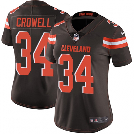 Women's Nike Cleveland Browns 34 Isaiah Crowell Brown Team Color Vapor Untouchable Limited Player NFL Jersey