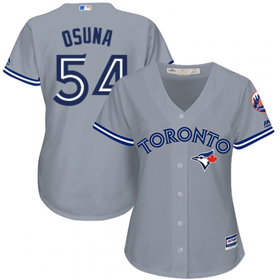 Women's Majestic Toronto Blue Jays 54 Roberto Osuna Replica Grey Road MLB Jersey