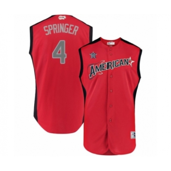 Men's Houston Astros 4 George Springer Authentic Red American League 2019 Baseball All-Star Jersey