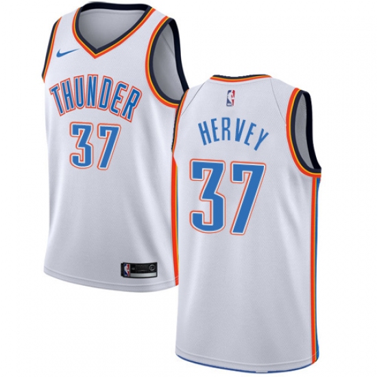 Women's Nike Oklahoma City Thunder 37 Kevin Hervey Swingman White NBA Jersey - Association Edition