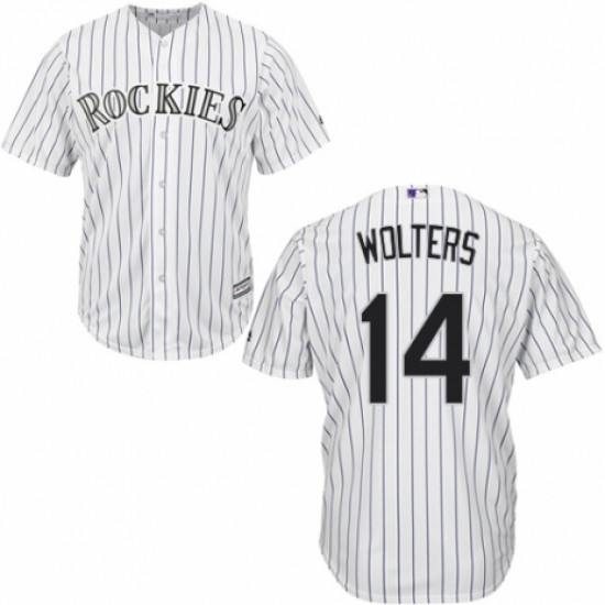 Youth Majestic Colorado Rockies 14 Tony Wolters Replica White Home Cool Base MLB Jersey