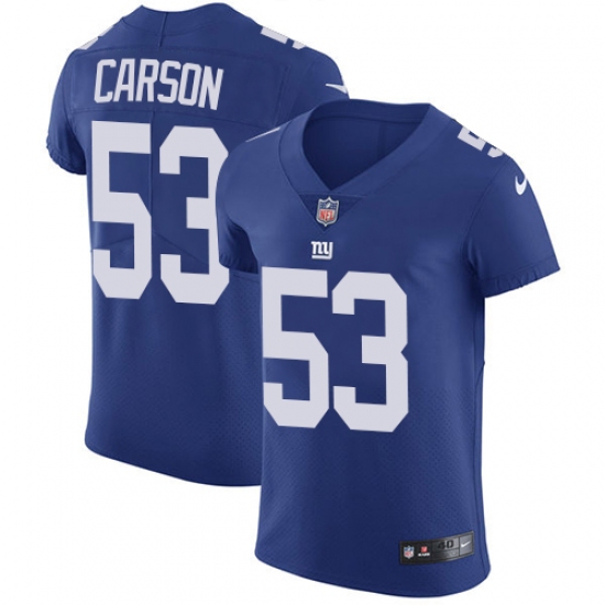 Men's Nike New York Giants 53 Harry Carson Elite Royal Blue Team Color NFL Jersey