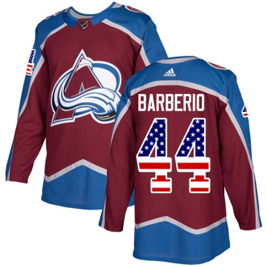 Men's Adidas Colorado Avalanche 44 Mark Barberio Authentic Burgundy Red USA Flag Fashion NHL Jersey