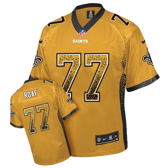 Men's Nike New Orleans Saints 77 Willie Roaf Elite Gold Drift Fashion NFL Jersey