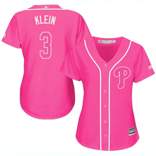 Women's Majestic Philadelphia Phillies 3 Chuck Klein Replica Pink Fashion Cool Base MLB Jersey