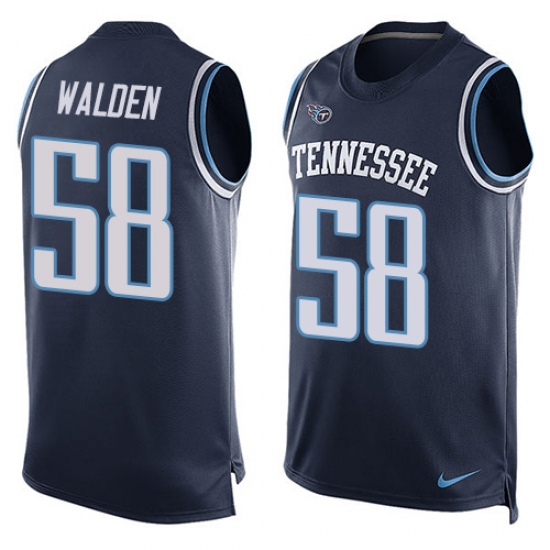 Men's Nike Tennessee Titans 58 Erik Walden Limited Navy Blue Player Name & Number Tank Top NFL Jersey