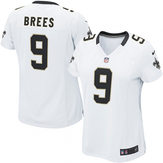 Women's Nike New Orleans Saints 9 Drew Brees Game White NFL Jersey