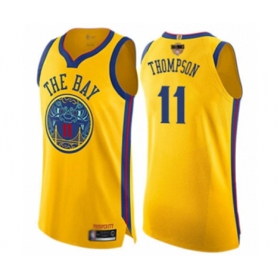 Women's Golden State Warriors 11 Klay Thompson Swingman Gold 2019 Basketball Finals Bound Basketball Jersey - City Edition