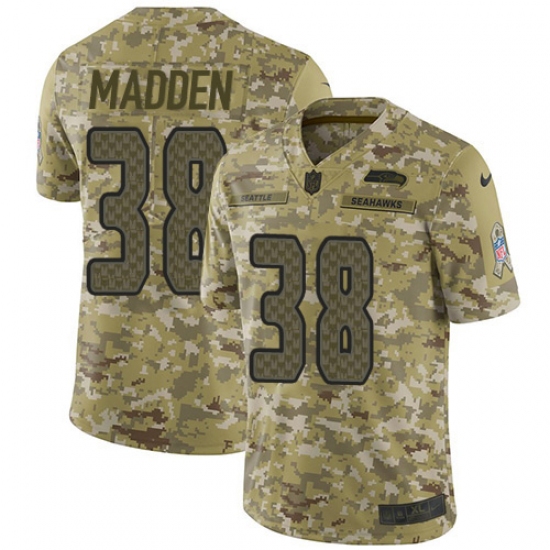 Youth Nike Seattle Seahawks 38 Tre Madden Limited Camo 2018 Salute to Service NFL Jersey