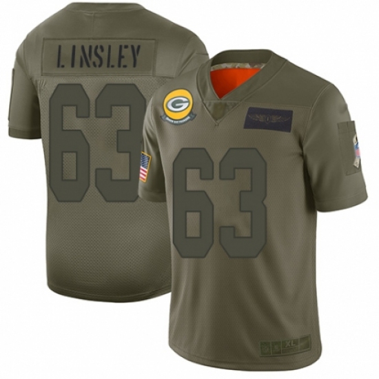 Men's Green Bay Packers 63 Corey Linsley Limited Camo 2019 Salute to Service Football Jersey