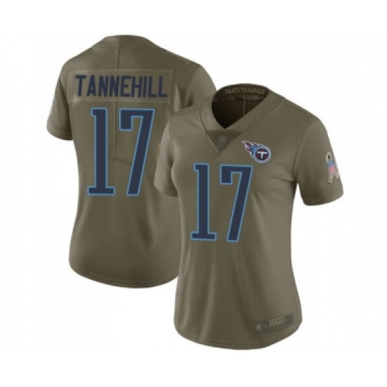 Women's Tennessee Titans 17 Ryan Tannehill Limited Olive 2017 Salute to Service Football Jersey